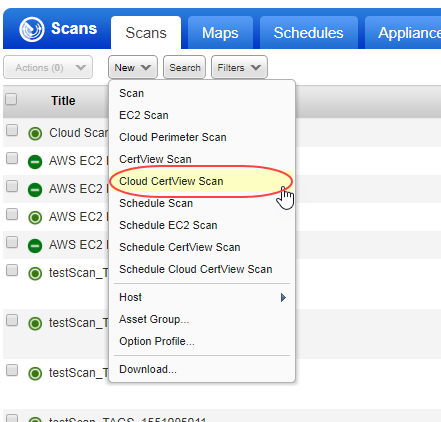 New Cloud CertView Scan option